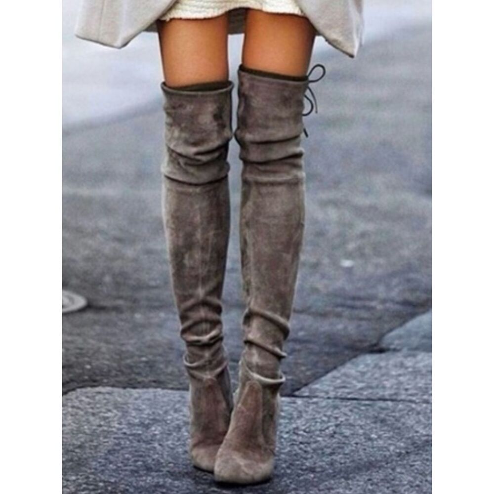 Stuart Weitzman Suede Highland Over-the-Knee
Heeled Boots